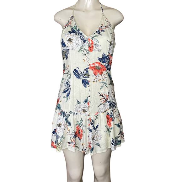 Minkpink Garden Party Halter Dress V-Neck Ivory Floral Size Medium - Picture 1 of 12
